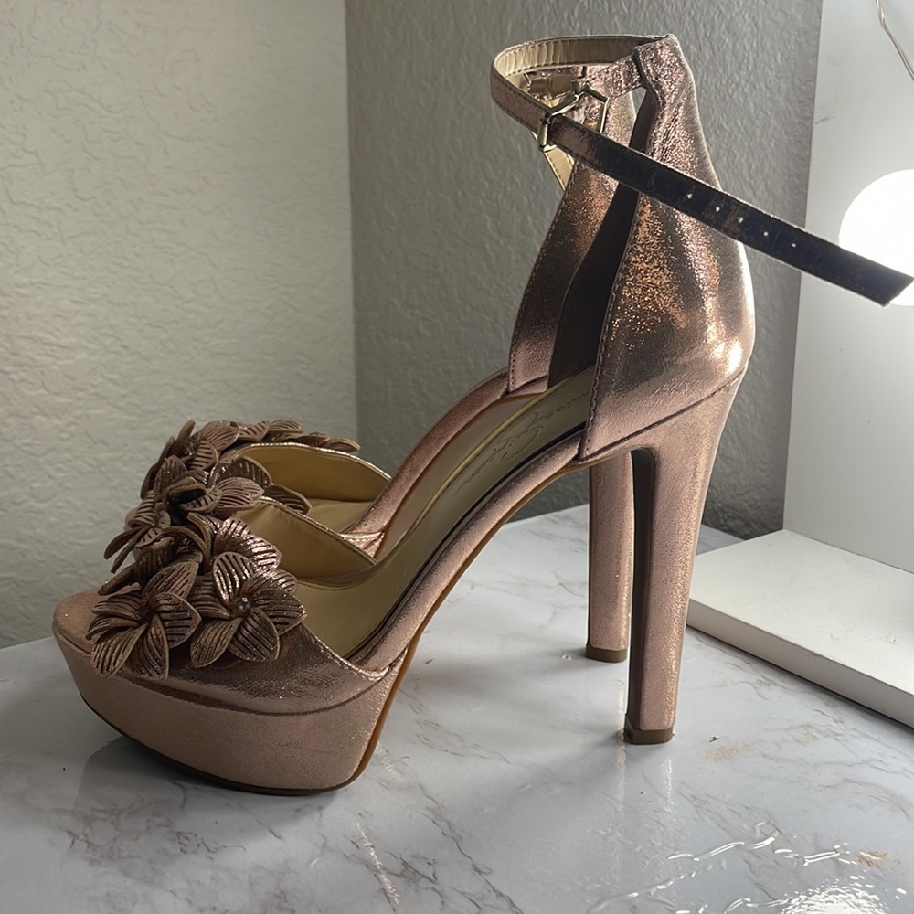 JESSICA SIMPSON heel rose gold pink womens size 8.5 worn 1x